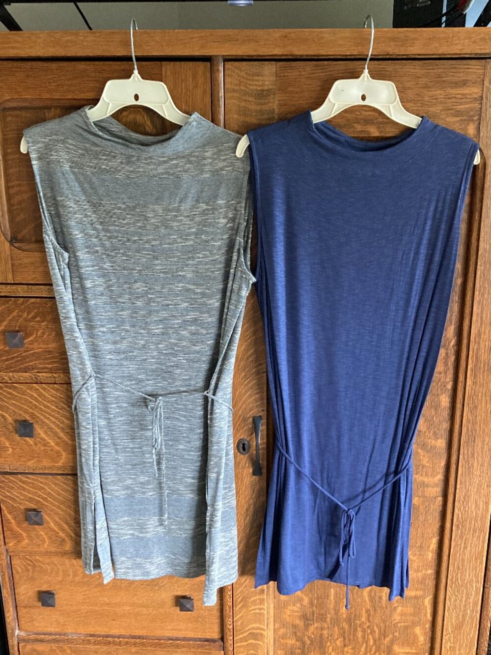 Lot 2 Dolin West Coast Collection Tunics, XL, NWT, 2-tone grey stripe, navy